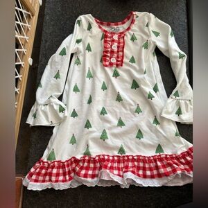 Sugar Bee Clothing 4T nightgown red/ green with trees and cute bloomers!